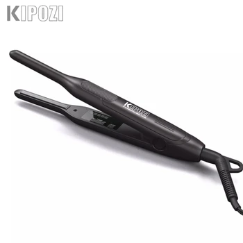 KIPOZI מקצועי רזה שיער מחליק עבור שיער קצר Pixue לחתוך טיטניום כפול מתח שיער ברזל דק של עיפרון מחליק