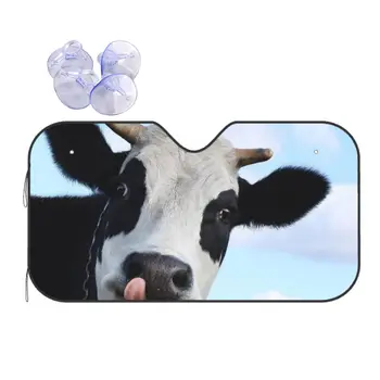 חלב פרה חמוד השמשה שמשיה אוניברסלי הכיסוי הקדמי לחסום חלון 70x130cm מגן השמש ברכב-סטיילינג