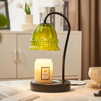 נר חמים מנורות זכוכית ירוקה מנורת לילה Dimmable מתנה לחנוכת הבית עיצוב הבית על שעווה ריחנית שמן אתרי