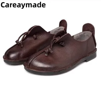 Careaymade-מתאים לכבוד של נשים עור אמיתי רך הבלעדי נעליים באביב ובקיץ בעבודת יד נעליים מזדמנים,2 צבעים