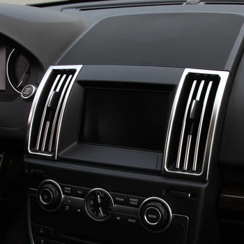 2pcs ABS Chrome הפנים מרכז מיזוג האוויר לשקע מסגרת לקצץ לנד רובר פרילנדר 2 2013-2015 רכב סטיילינג
