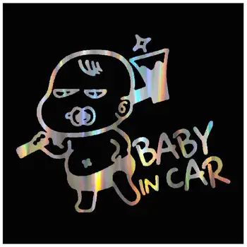 3D קריקטורה תינוק ברכב מצחיק ויניל הרכב מדבקה חלון הפגוש סימן אזהרה קישוט מדבקה מדבקה אביזרי רכב,15cm*12cm
