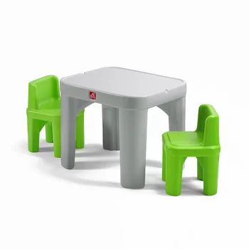 Step2 האדיר שלי בגודל ילדים פלסטיק שולחן וכיסאות להגדיר, אפור ילדים שולחן כתיבה וכיסא להגדיר הילדים השולחן