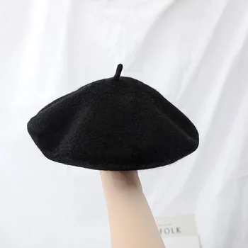 סאטומי Lshihara כובע בריטי וינטג ' צמר כומתה מעובה יפנית צייר כובע הגירסה הקוריאנית את הדלעת כובע אישה 2022 בחורף