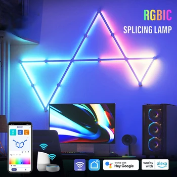 DIY RGBIC חכם LED לילה אור אווירה קיר אור בקרת יישום עבור Alexa GoogleTuya השינה טלוויזיה אחורית קישוט