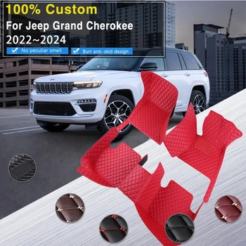 מכונית יוקרה מחצלות עבור ג 'יפ גרנד צ' ירוקי WL MK5 2022 2023 2024 לכלוך עמיד כריות רצפה שטיחים רגל מחצלות אביזרי רכב