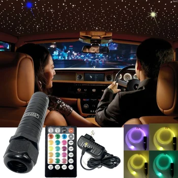 מנורת סיבים DC12V 6W RGB גג המכונית כוכב אורות LED סיבים אופטיים כוכב אור תקרת ערכות סיב אופטי עם RF שליטה אפליקציה לנייד