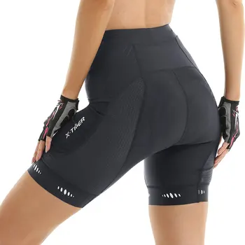 X-נמר של נשים מכנסיים קצרים 5D כיסים מרופדים מכנסי רכיבה על אופני הרים אופניים 5D בצורת פרפר משטח UPF50+