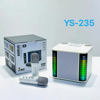 YS-235 הביתה נייד RGB Bluetooth רמקול Coustic מערכת אלחוטית Bluetooth מיקרופון כפול אודיו משולבת מכונת קריוקי