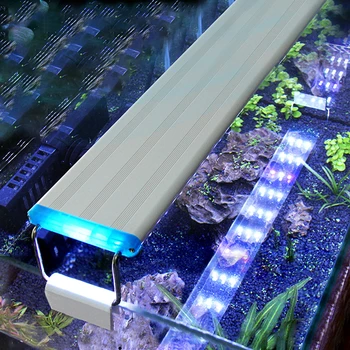 אקווריום אור LED Super Slim אקווריום צמחי מים לגדול תאורה עמיד למים בהיר קליפ מנורת LED-הכחול 18-58cm על האקווריום.