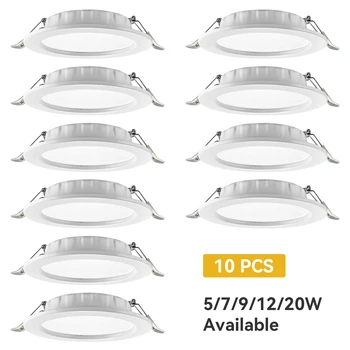 10PCS Downlight LED שקוע תקרה מנורות ספוט LED 5W 7W 9W 12W 20W 180-265V עבור מטבח, סלון, חדר ארונות
