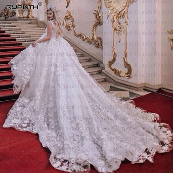 Vestido de noiva יוקרה נסיכה, שמלת נשף שמלות חתונה 2019 בהתאמה אישית חלוק דה mariee הסעודית ערבית דובאי שמלות כלה