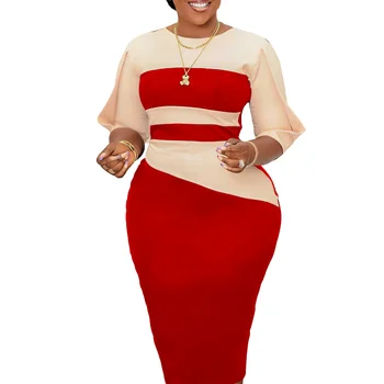 אפריקה שמלות לנשים יום הולדת Bodycon מסיבת 3/4 שרוולים חג המולד אלגנטי אירוע אפריקה ערב יבוא שמלות Midi