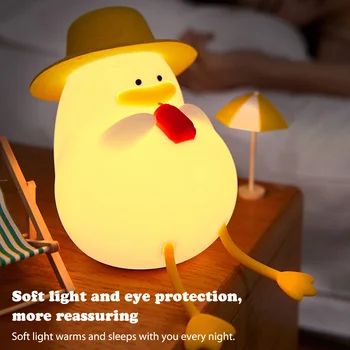 ברווזים קריקטורה מנורת לילה לצד המיטה מנורות 3-מהירות מצחיק LED הברווזון פנסים עמיד למים שולחן העבודה קישוט ילדים-מתנת יום הולדת