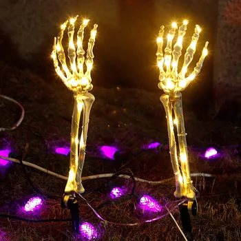 אימה הגולגולת יד 3D עכביש מנורת תאורת LED USB רוח לילה אור ססגוניות אינטרנט מרוחק מפחיד זוהר דלעת עכביש המנורה בבית