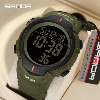סאנדה 269 אופנה הצבאי של גברים שעונים שעון ספורט עמיד למים עבור זכר LED הדיגיטלי שעוני יד Relogio Masculino
