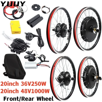 20 אינץ אופניים חשמליים מנוע המרה קיט, קדמי/אחורי גלגל המרה קיט, 36V/48V 250W/1000W, אופניים שינוי סטים