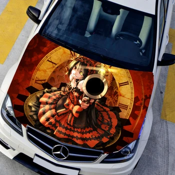 המכונית סגנון קריקטורה הוד מדבקות Tokisaki Kurumi אנימה מדבקות הסוואה צבע המכונית מדבקות מרכז כובע מדבקה 135*150CM