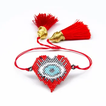 Go2boho עין הרע צמידים מיוקי צמיד טורקית עין תכשיטים מקסיקני לב אדום אוהב Pulseras נשים Bileklik בעבודת יד 2021 מתנה
