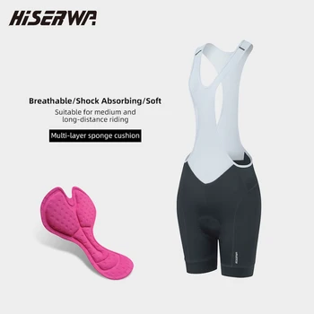 HISERWA 2022 רכיבה על אופניים ביבס נשים מכנסיים קצרים בקיץ ספורט יבש מהירה טייץ עם מרופדות, Shockproof Mtb כביש אופניים קצר ביבס