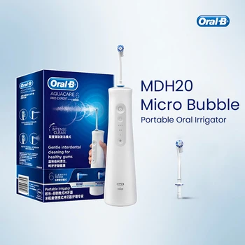 אוראלי B MDH20 Oral Irrigator אקווה טיפול מים נייד Flosser נקי אינטנסיבי מיקרו בועות 6 מצבי שיניים אוראלי הית ניקוי עמוק