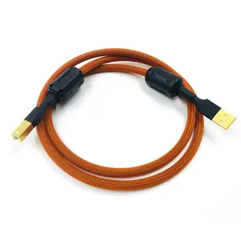 Hifi 4 ליבות יחיד קריסטל Copperr כבל USB DAC א-ב דיגיטלית USB 2.0 סוג A ל-B זכר כבל אודיו(כתום)