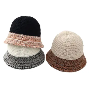 סתיו וחורף חמים דלי כובע נשים אופנה תפירה סרוגים דייג כובע צמר אגן כובע הנוער נסיעות חיצונית