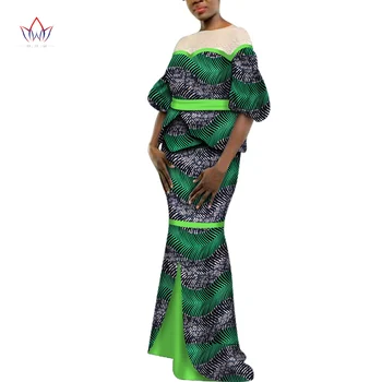 2pcs חצאיות סטים אפריקה פנס שרוולים חולצות וחצאית מגדיר עבור נשים Bazin ריש אפריקה בגדים מסיבת חתונה בגדים WY6487