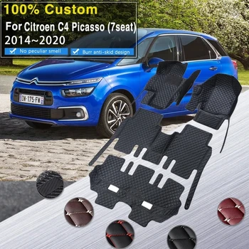 המכונית מחצלות עבור סיטרואן C4 גרנד פיקאסו SpaceTourer 7seat 2014~2020 החלקה עור שטיח שטיחים משטח הפנים חלקים אביזרי רכב