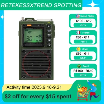 Retekess TR111 רדיו FM נייד רדיו AM FM מיני רדיו בגלים קצרים חירום רדיו חובבים Multiband SW VHF WB שעון מעורר
