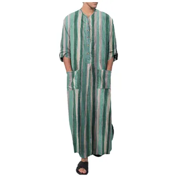 המוסלמים אופנה גברים Kaftan גלימות פקיסטן מסורתיים אתניים חופשי במזרח התיכון Jubba Thobe טורקית דובאי האיסלאמי ערבית Abaya