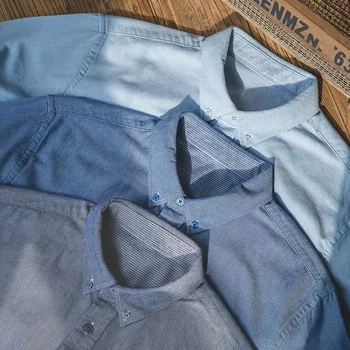 Maden וינטג ' אוקספורד מסתובב חולצות לגברים המקורי מעצב עסקים חולצה רשמית יומיומי שרוול ארוך חולצות כותנה בתוספת גודל