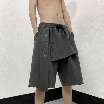 הקיץ מזויף שני חלקים עיצוב מכנסי גברים אופנה Streamer סרבל היפ הופ ספורט אלסטי המותניים מזדמנים מכנסיים רופפים מכנסיים רחבות