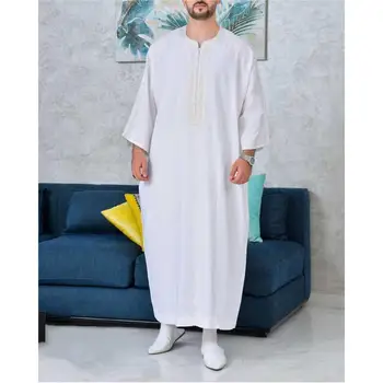המזרח התיכון הערבי רקמה המוסלמים החלוק גברים האסלאמית ביגוד רופף Jubba Thobe גלימה הרמדאן המוסלמי אופנה thobe עבור גברים