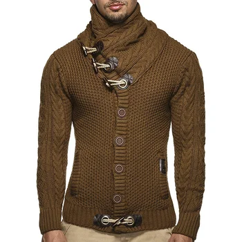 אדם סוודרים אופנת רחוב בגדים צווארון סוודר גברים L XL שרוול ארוך סרוגים Pullovers סתיו חורף רך חם בסיסי #bkg3579