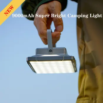 9000mAh נטענת USB אור קמפינג נייד חיצוני פנס קמפינג אור חירום תלוי אוהל הנורה חזקה עבודה המנורה