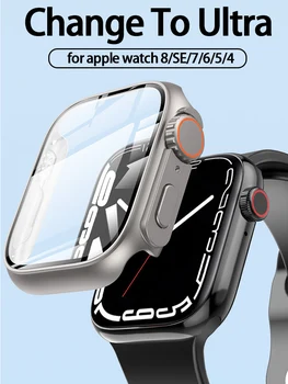 זכוכית+תיק עבור אפל שעונים 8 7 45mm 41mm לשדרג אפל שעונים אולטרה 49mm מגן מסך המחשב לחפות iwatch se 6 5 40mm 44mm