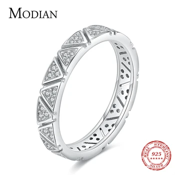 Modian אמיתי סטרלינג 925 טבעות כסף עבור נשים עגול קלאסי עשר לבבות זירקון טבעת חתונה רומנטית הצהרה תכשיטים עם תיבת