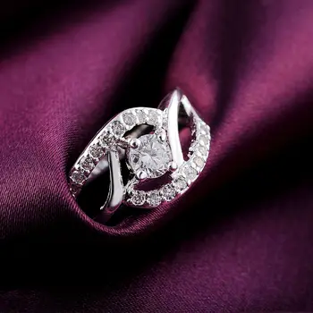 חדשות די 925 כסף סטרלינג מבריק מצופה טבעות יהלום לנשים מסיבת חתונה מתנות תכשיטים יפים טבעת האירוסין