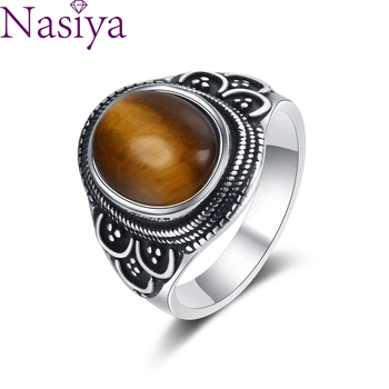 Nasiya הטבעת סגלגל טבעי עין הנמר, תכשיטי טבעת לגברים נשים מתנת אירוסין בסגנון רטרו מסיבת חתונה אביזרים