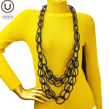 UKEBAY חדש ומעוצב בעבודת יד פאנק שרשרת לנשים זמן גותי שרשרות תליון גומי תכשיטים שחור הצהרה שרשרת סוודר