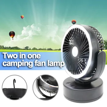 2 ב 1 קמפינג אוהד אור LED חיצונית נטענת USB פנס עם וו תלייה ABS מסתובב אוהל מנורה עם מאוורר קירור
