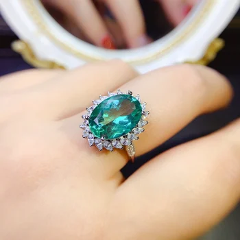 טבעת כסף סטרלינג 925 Paraibatopa האבן על הטבעת החדשה של נשים יוקרה אלקטרוני חינם של נשים מתנת האירוסין המקורית תכשיטים יפים