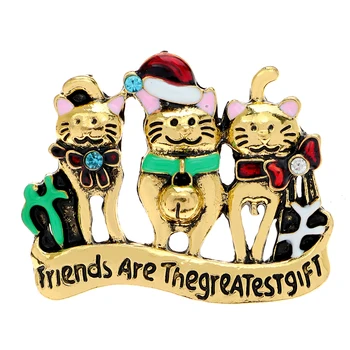 סינדי שיאנג חדש אמייל קריקטורה מצחיקה 3 חתולים חג המולד סיכה סיכה בעלי חיים חמודים סגסוגת תכשיטים מתנות עבור חברים טובים