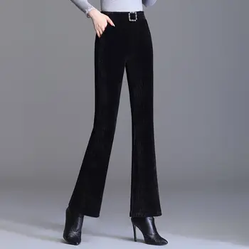 משרד ליידי אופנה מוצק הזיקוק מכנסיים נשים סתיו חורף שניל חדש אלסטי גבוה מותן כיס סלים קוריאנית מזדמנים מכנסיים 3XL