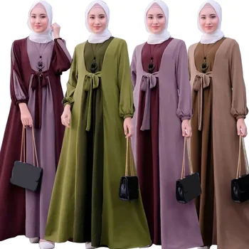 פתח Abaya לנשים דובאי Abaya קימונו שמלה נשית Musulmane טורקיה ערבית חיג ' אב מוסלמי השמלה האסלאם אפריקה רמדאן עיד בגדים