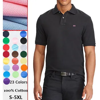 איכות גבוהה חדש מוצק צבע Mens פולו חולצה 100% כותנה שרוול קצר מקרית הסורר Hommes הקיץ דש החולצה זכר חולצות טי L811