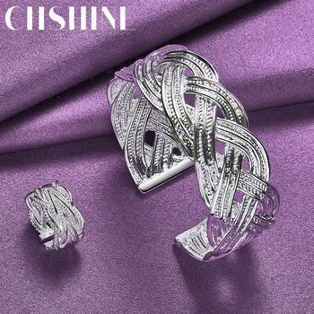 CHSHINE 925 כסף סטרלינג מעולה מתכוונן צמיד צמיד טבעת אופנה קסם תכשיטים סטים