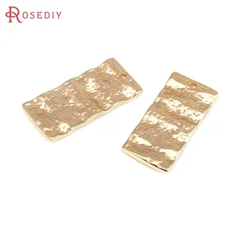 6PCS זהב 18K צבע פליז מלבן קסמי תליונים תכשיטים באיכות גבוהה שהופך אספקה שרשרת עגילים, אביזרים לנשים