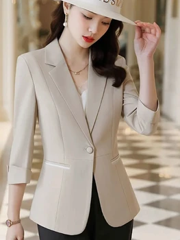 מעיל נשים חדש אופנה מזדמן משרד ליידי ז ' קט לחצן יחיד שיק דק העבודה במשרד ללבוש את המעיל.